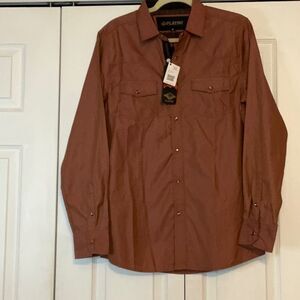 Platini Men’s Brick rust Button Down Shirt Medium New